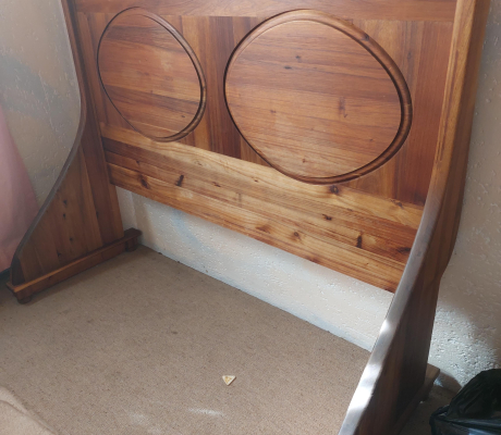 (141- S/OORD H)- 2 SOLID BLACKWOOD HEADBOARD AND 2 PEDESTALS WITH HIDDEN DRAWER- R 5000