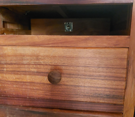 (141- S/OORD H)- 2 SOLID BLACKWOOD HEADBOARD AND 2 PEDESTALS WITH HIDDEN DRAWER- R 5000