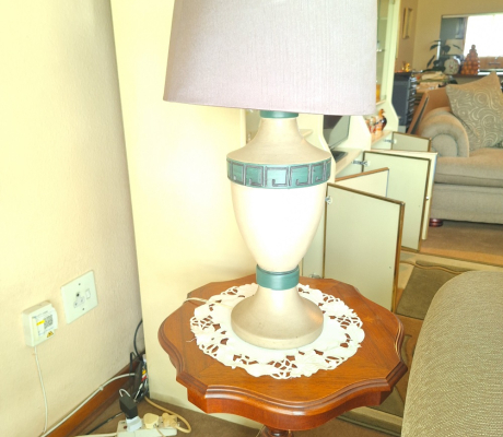 (ALB - 23) LARGE WHITE LAMP WITH BLUE STRIPES  R250