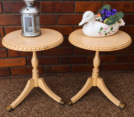 (ALB - 5) 2 X SMALL ROUND ANTIQUE TABLES  R300