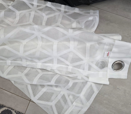 4 X WHITE VOILE CURTAINS FROM GEORGE AND MASON  (EOA)