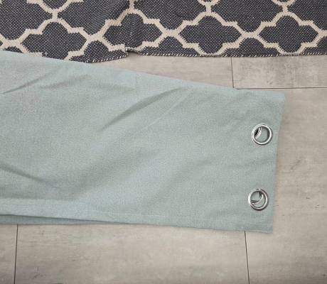 2 X SAGE GREEN SELF LINED EYELET CURTAINS - LIKE NEW
