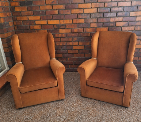 (ALB - 1) SET OF 2 VELVET VINTAGE ROCKING CHAIRS  R1200