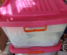 (96- S/OORD H)- 2  X STORAGE BINS WITH RED LIDS- R 150