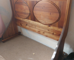 (141- S/OORD H)- 2 SOLID BLACKWOOD HEADBOARD AND 2 PEDESTALS WITH HIDDEN DRAWER- R 5000