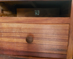 (141- S/OORD H)- 2 SOLID BLACKWOOD HEADBOARD AND 2 PEDESTALS WITH HIDDEN DRAWER- R 5000