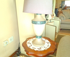 (ALB - 23) LARGE WHITE LAMP WITH BLUE STRIPES  R250