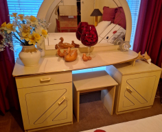 (ALB - 105) CREAM BEDROOM SUITE AND DOUBLE BED - INCLUDING DRESSING TABLE  R1500