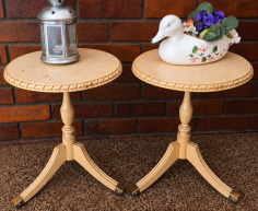 (ALB - 5) 2 X SMALL ROUND ANTIQUE TABLES  R300