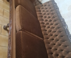 (113- S/OORD H)- 3 SEATER BALL AND CLAW COUCH (BROWN)- R 2000