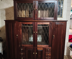 (H 57- S/OORD)- SOLID WOOD CABINET WITH LEAD GLASS DOORS- R 6000