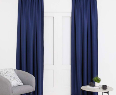 NAVY SLEF LINED CURTAINS 218CM LENGTH 230 CM WIDE FROM SIX FLOOR  (EOA)