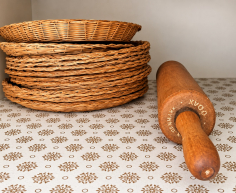 (ALB - 150) ROLLING PIN AND WOVEN BASKETS  R70